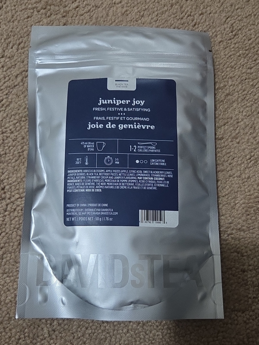 2/$20 New! Sealed! Davidstea JUNIPER JOY Loose Leaf Tea 50g Davids Tea